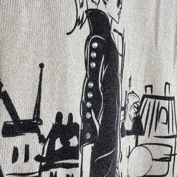 ByDesign Lightweight Sweater Womens XL Beige Paris Cityscape 3/4 Sleeve Top - Picture 3 of 7